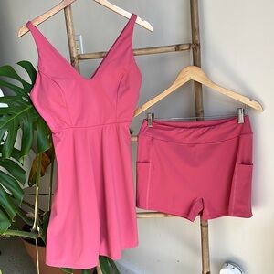 Pink athletic dress & shirt set